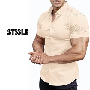Steele Body Con Stretch Short Sleeve Shirt XL tight fitting design Gently worn